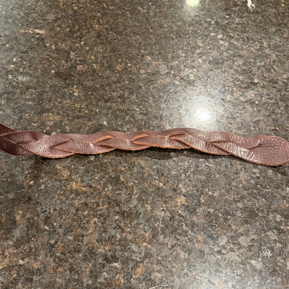 Fossil Brown Leather Belt Thick Braided